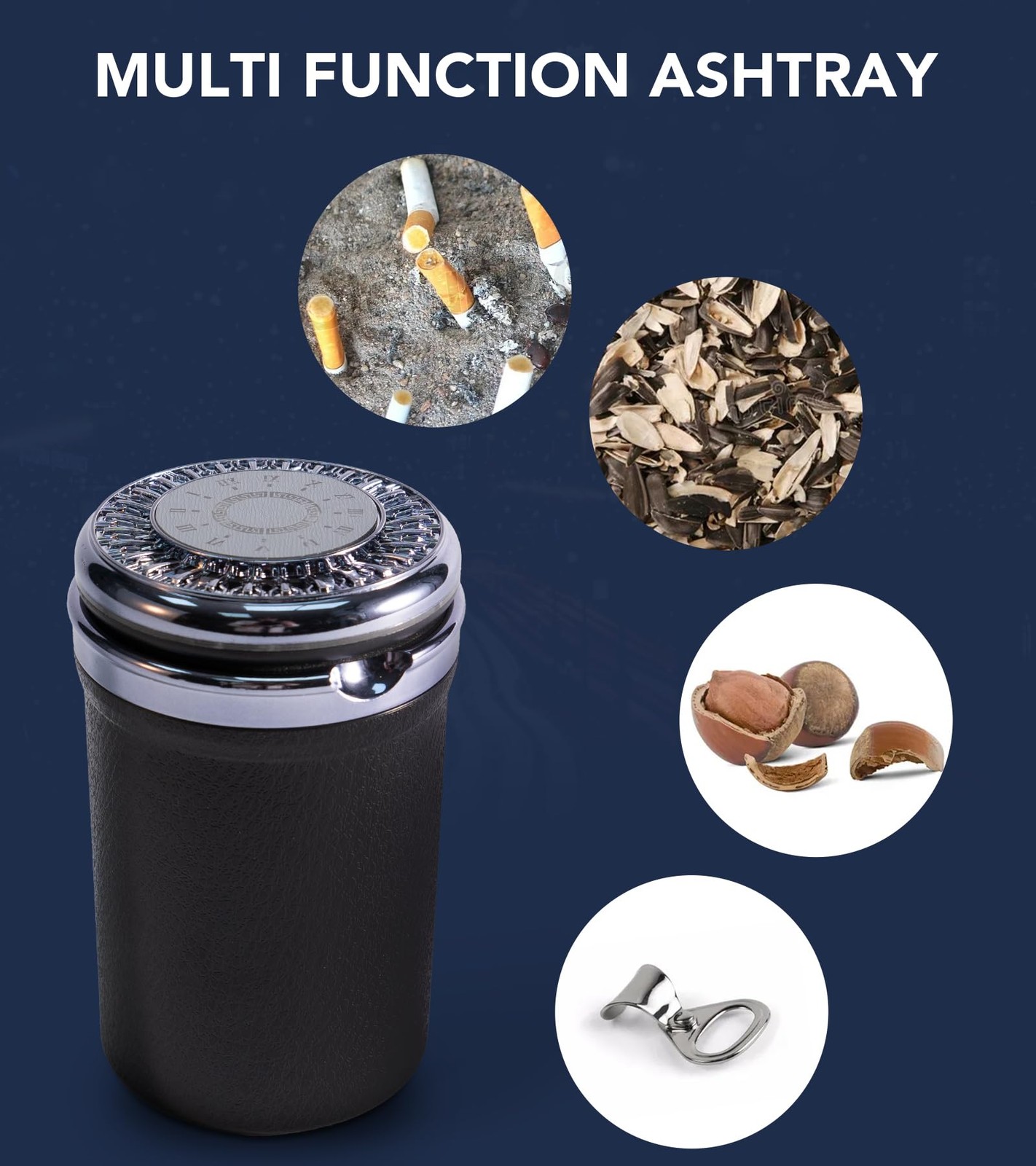 Car Ashtray with Lid Auto Ashtray LED Easy Clean Up Detachable Ashtray