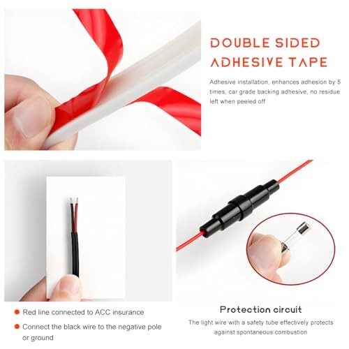 Car Hood Light Strip Flexible DRL Dynamic Scan Start up Hoodbeam 71 Inches Blue