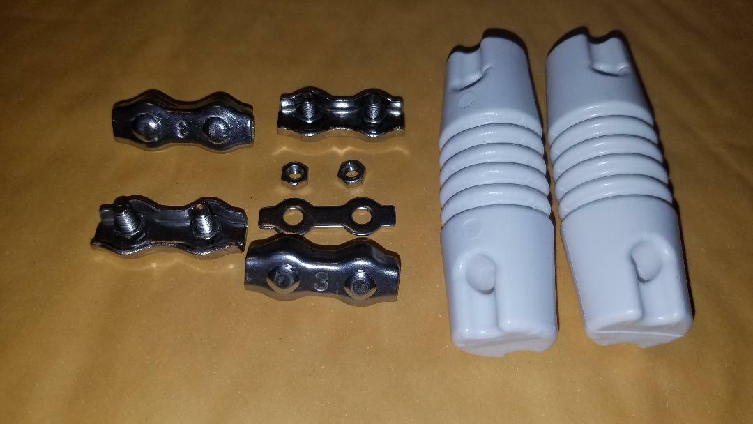 ANTENNA MAKING SUPPLIES/ DOG BONE INSULATORS AND STAINLESS ANTENNA WIRE CLIPS