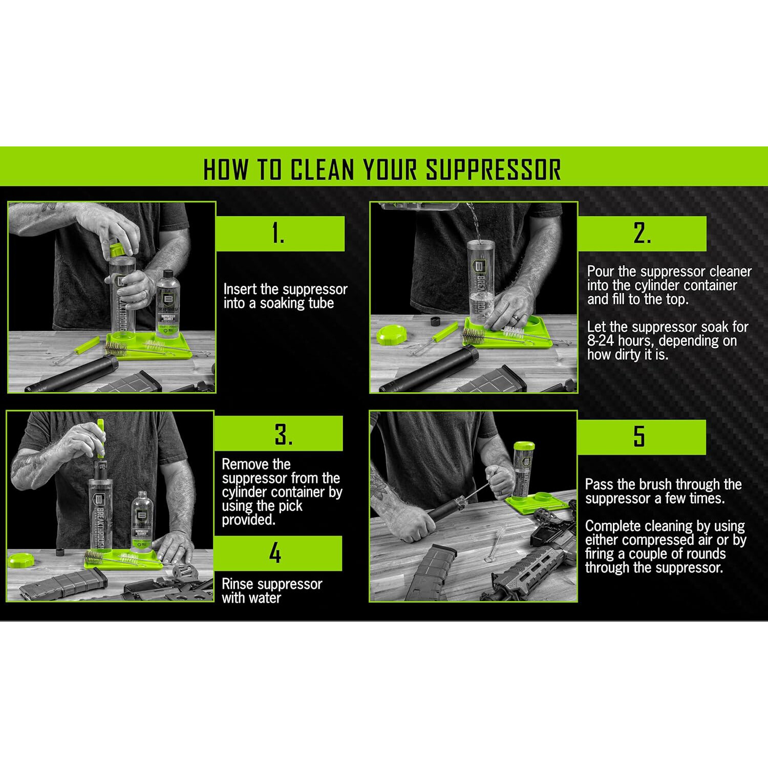 Breakthrough Clean Technologies Suppressor Cleaning Kit Removes Carbon 161319