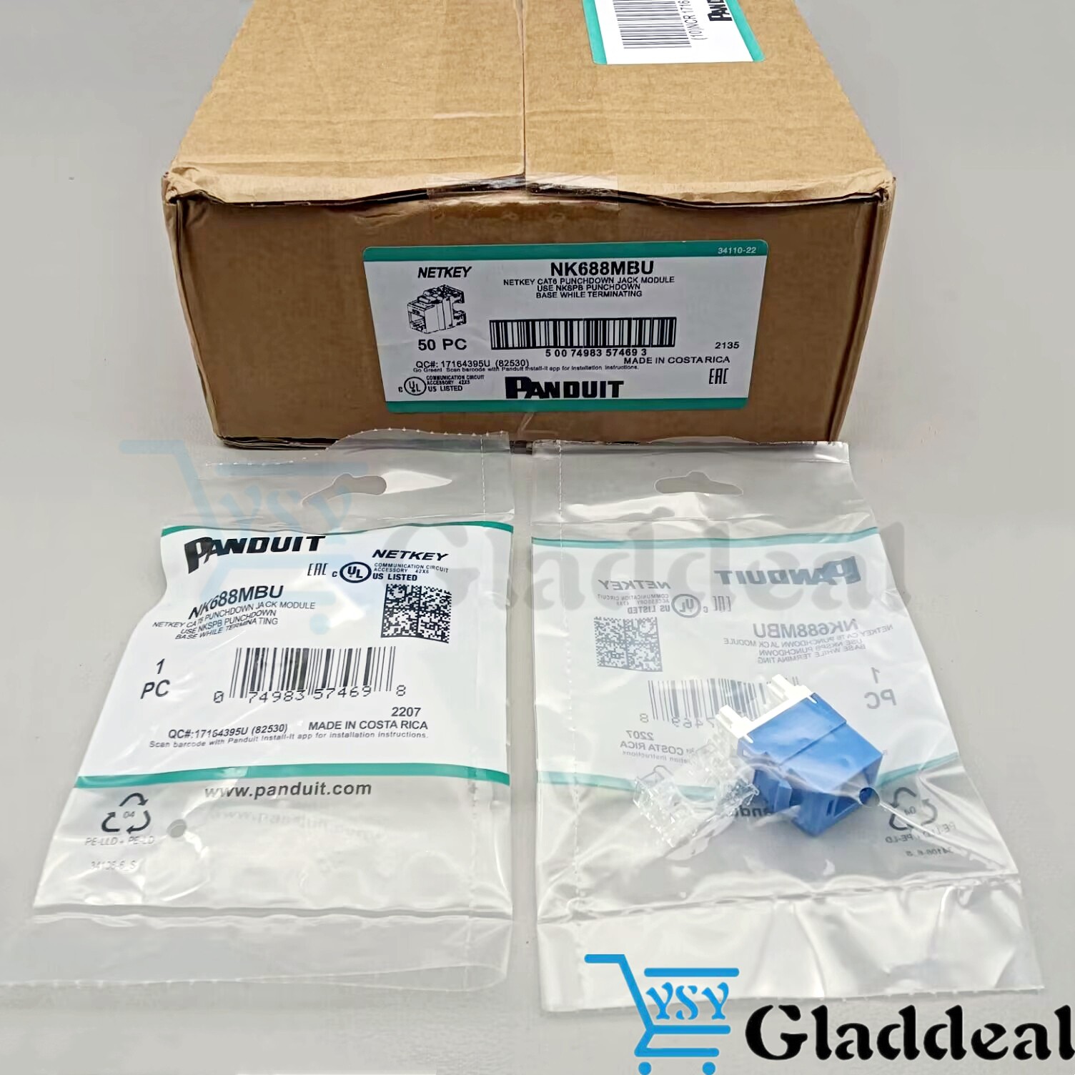 For Panduit NetKey NK688MBU Cat6 Keystone Jack Blue Module BOX OF 50