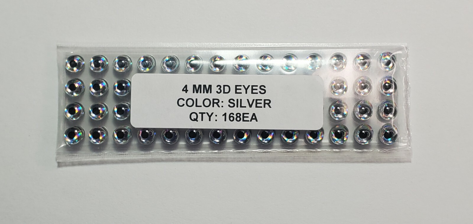 168pcs, Soft Holographic SILVER 3d adhesive fish eyes 4mm, Fly Tying, Arts,Craft