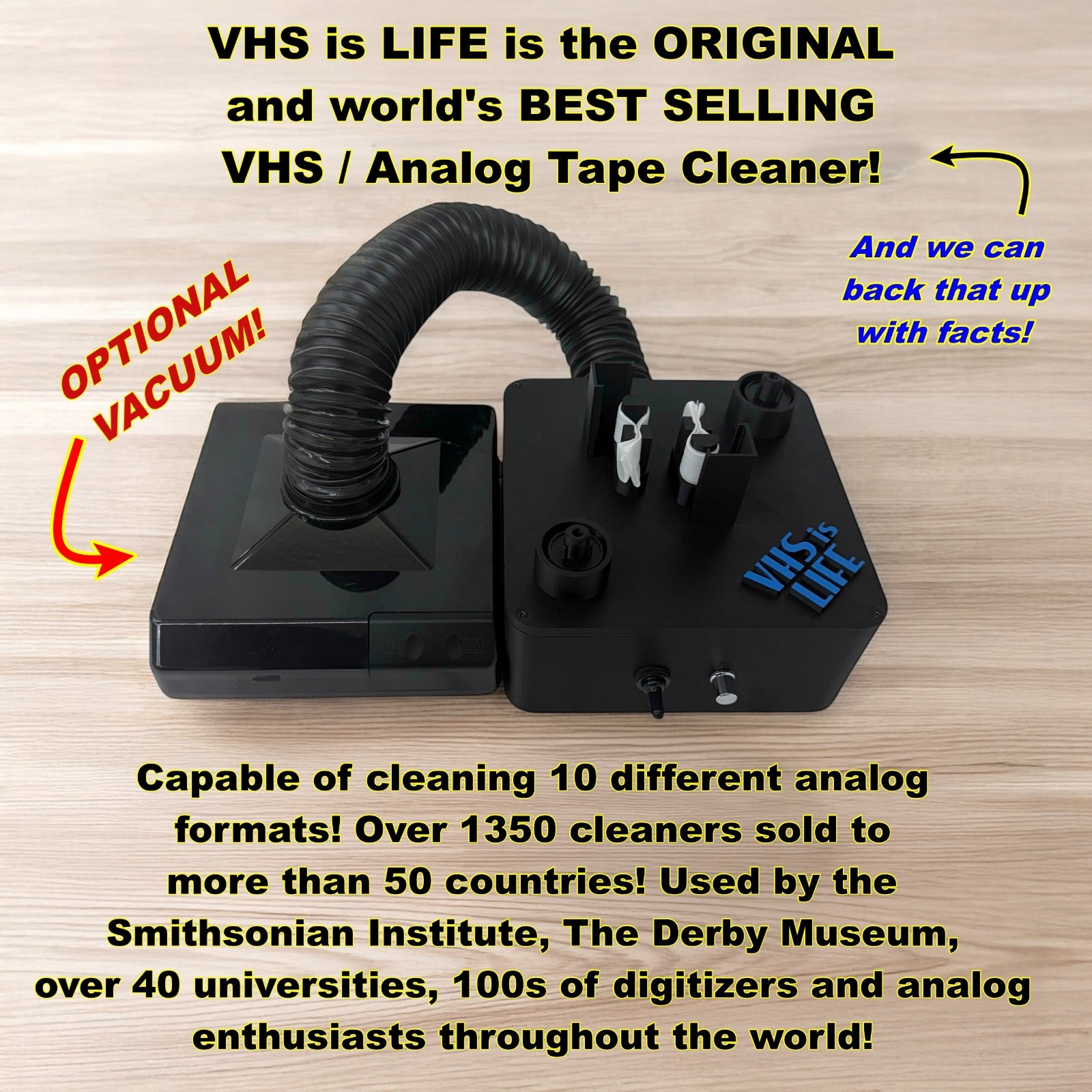 VHS Mold Cleaner Betamax Analog Tape Cleaning Removal System w/ 100ct PEC-PADs!
