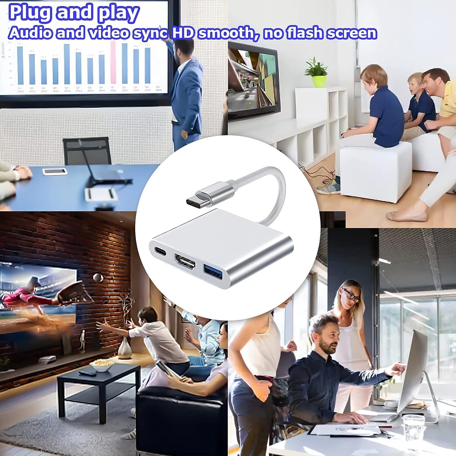 USB Type C to HDMI HDTV TV Cable Adapter Converter For USB-C Phone Tablet Lot