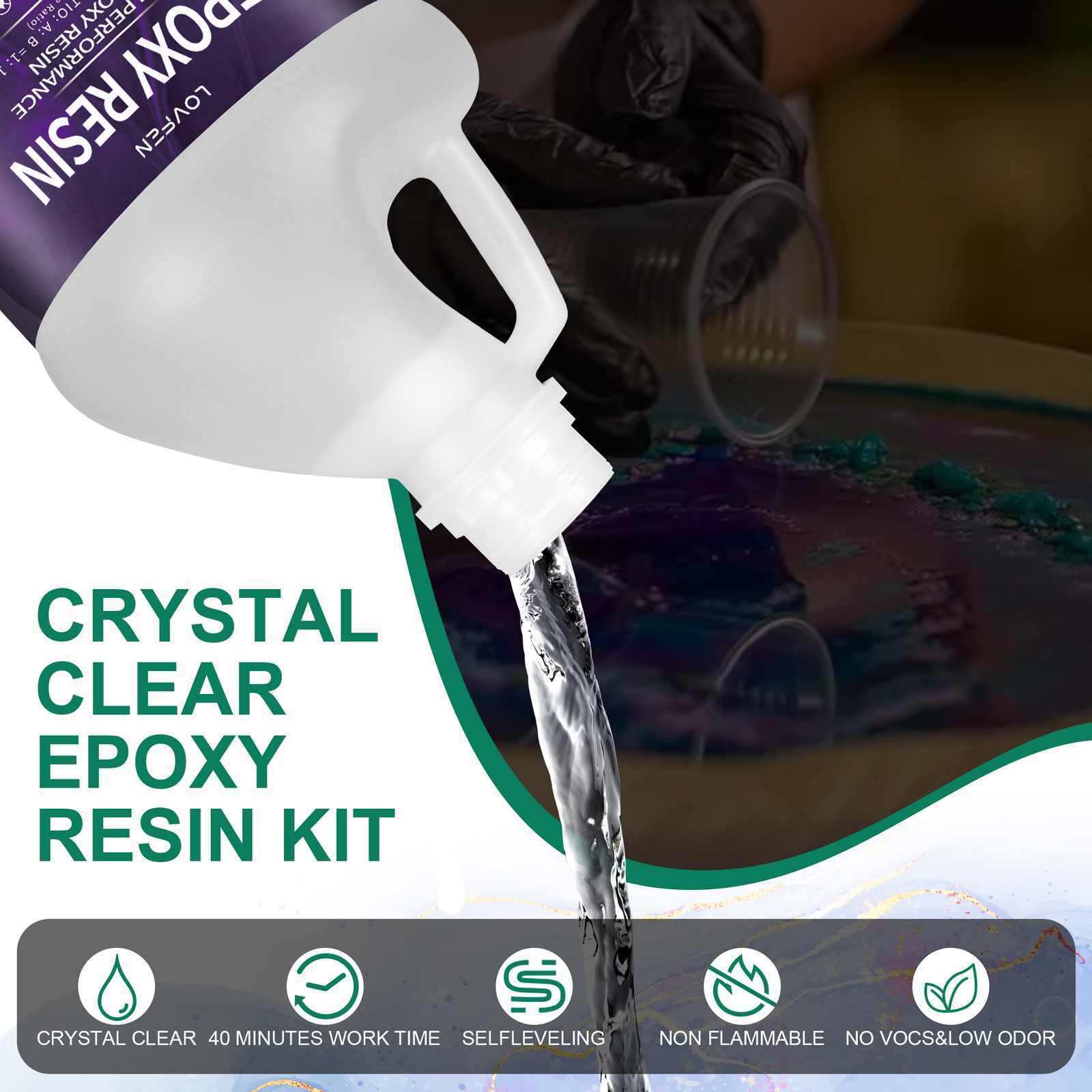 Crystal Clear Epoxy Resin - 1:1 16oz 32oz 64oz 1 Gallon Kit - FDA Compliant