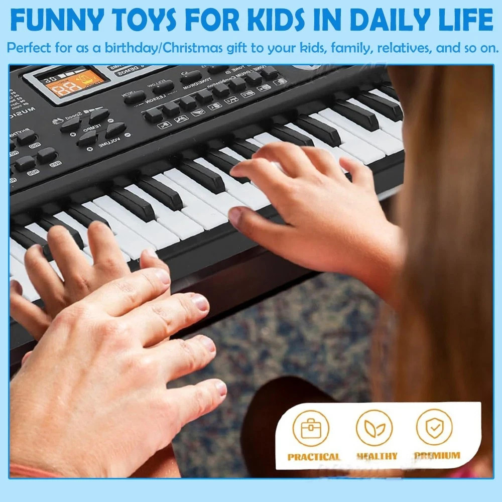61 Key Electric Digital Piano Keyboard 200 Tones w/ Microphone Gift for Beginner
