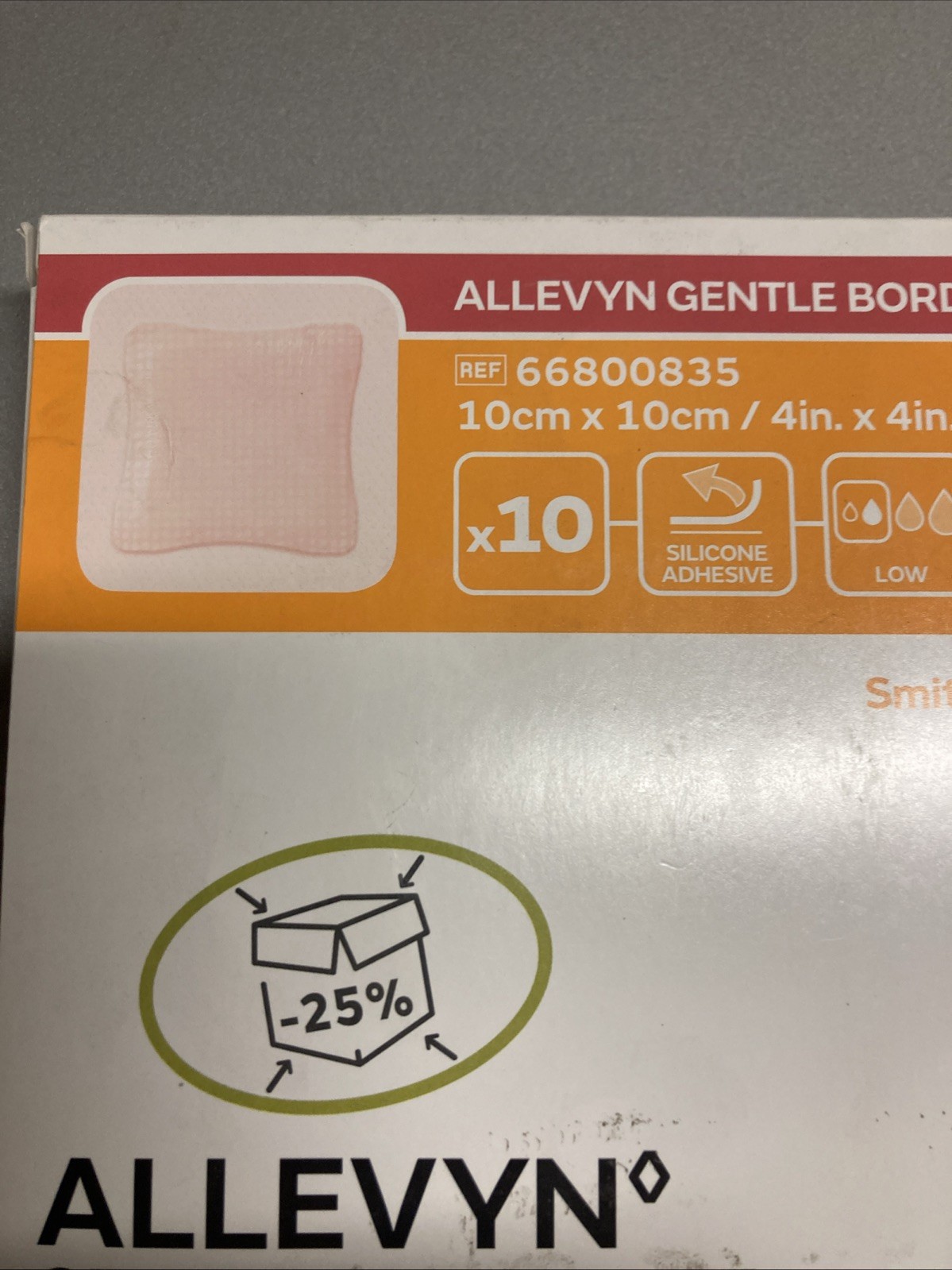 Allevyn Gentle Border Lite 4”x4” 10cmx10cm 66800835 Box Of 10 Exp 2026-05-01