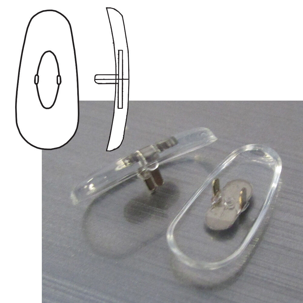 Replacement Nose Pads Clip Crimp Aviator RB 3016 3025 17mm Clear Silver, 1 Pair