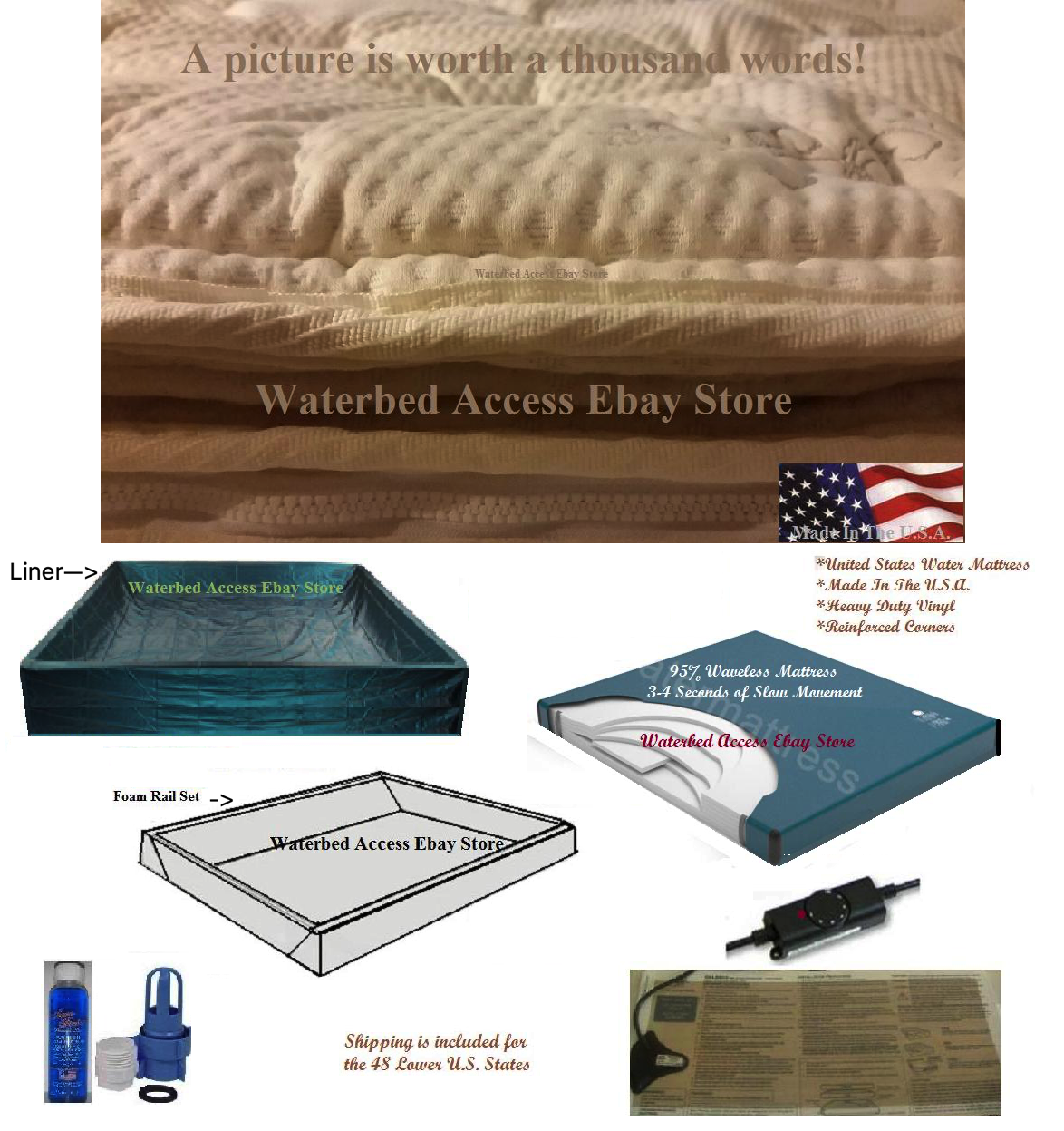 King Size Softside Waterbed Mattress with 95% Waveless & Bamboo Pillow Top Cover