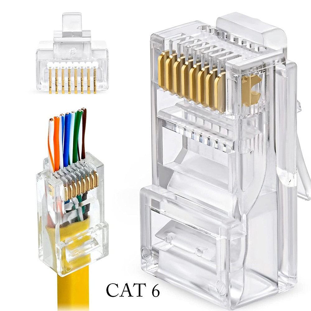 100pcs RJ45 Pass Through Modular Plug Network Cable Connector End 8P8C CAT6 CAT5