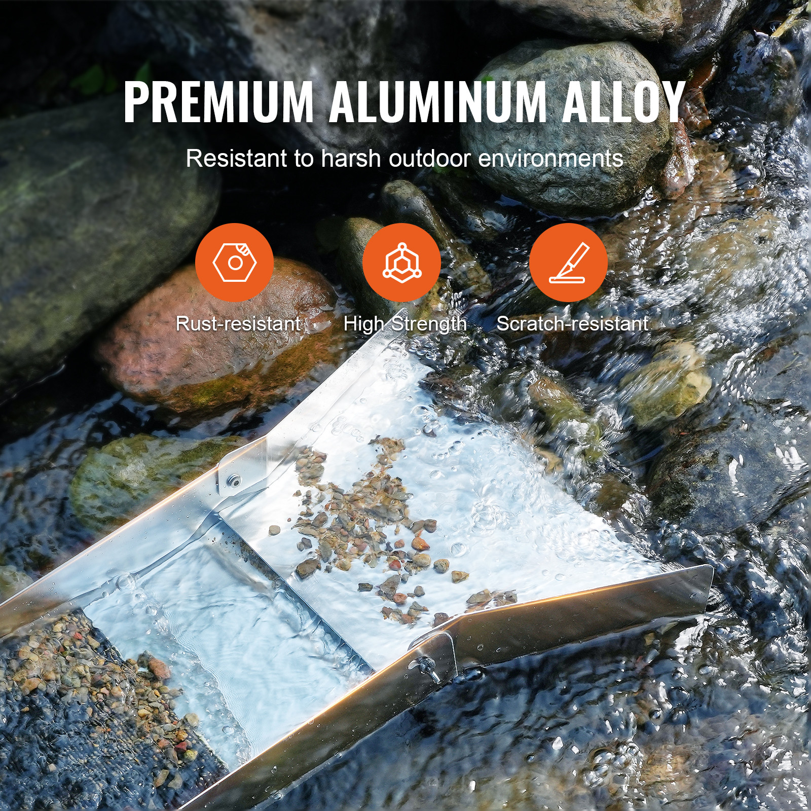 VEVOR Gold Panning Kit With Sluice Box 50" Aluminum Gold Mining Equipment 23 PCS