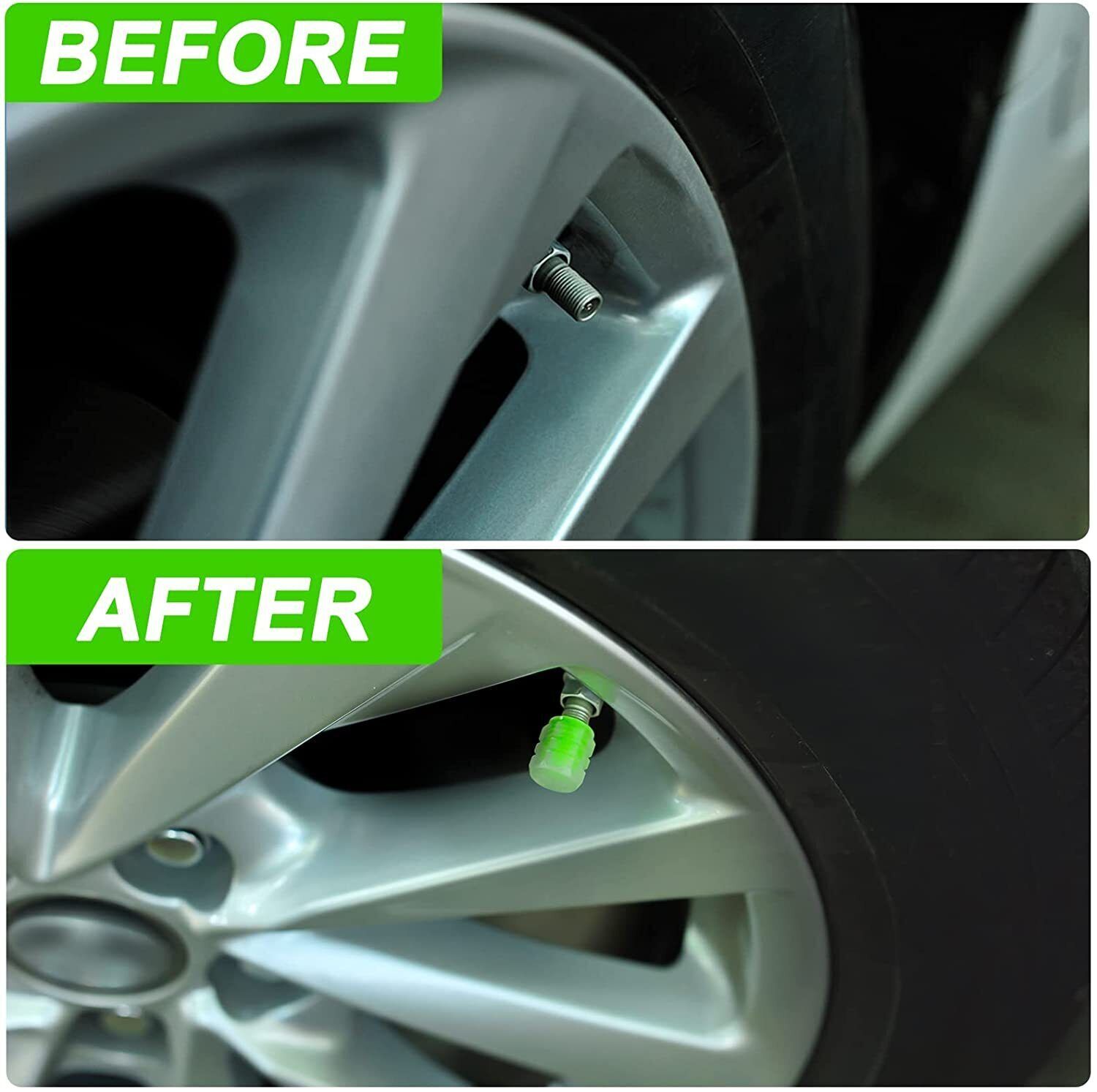 8Pcs Car Tire Caps Glow in The Dark Tire Valve Caps Glowing Tire Valve Stem Caps