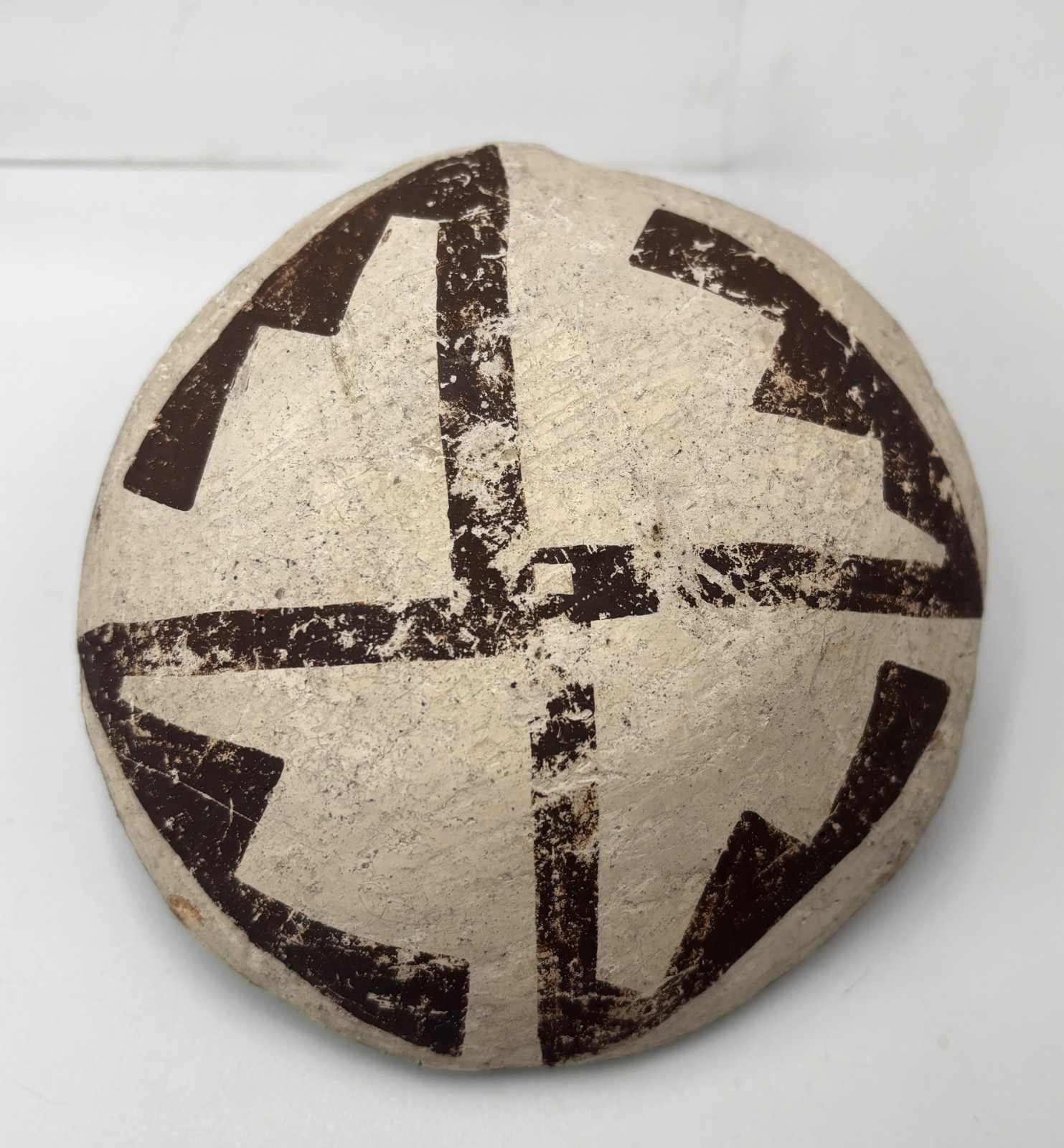 Antique Acoma Pueblo Pottery Candle Stick Holder w/ Old Tag Early 20th Century