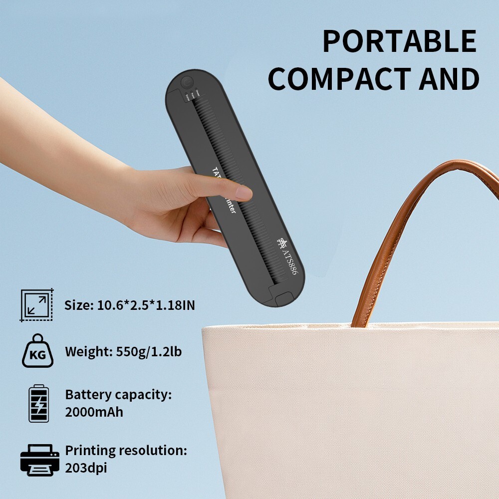 YILONG ATS886 Lite Wireless Tattoo Thermal Stencil Printer Machine Bluetooth PC