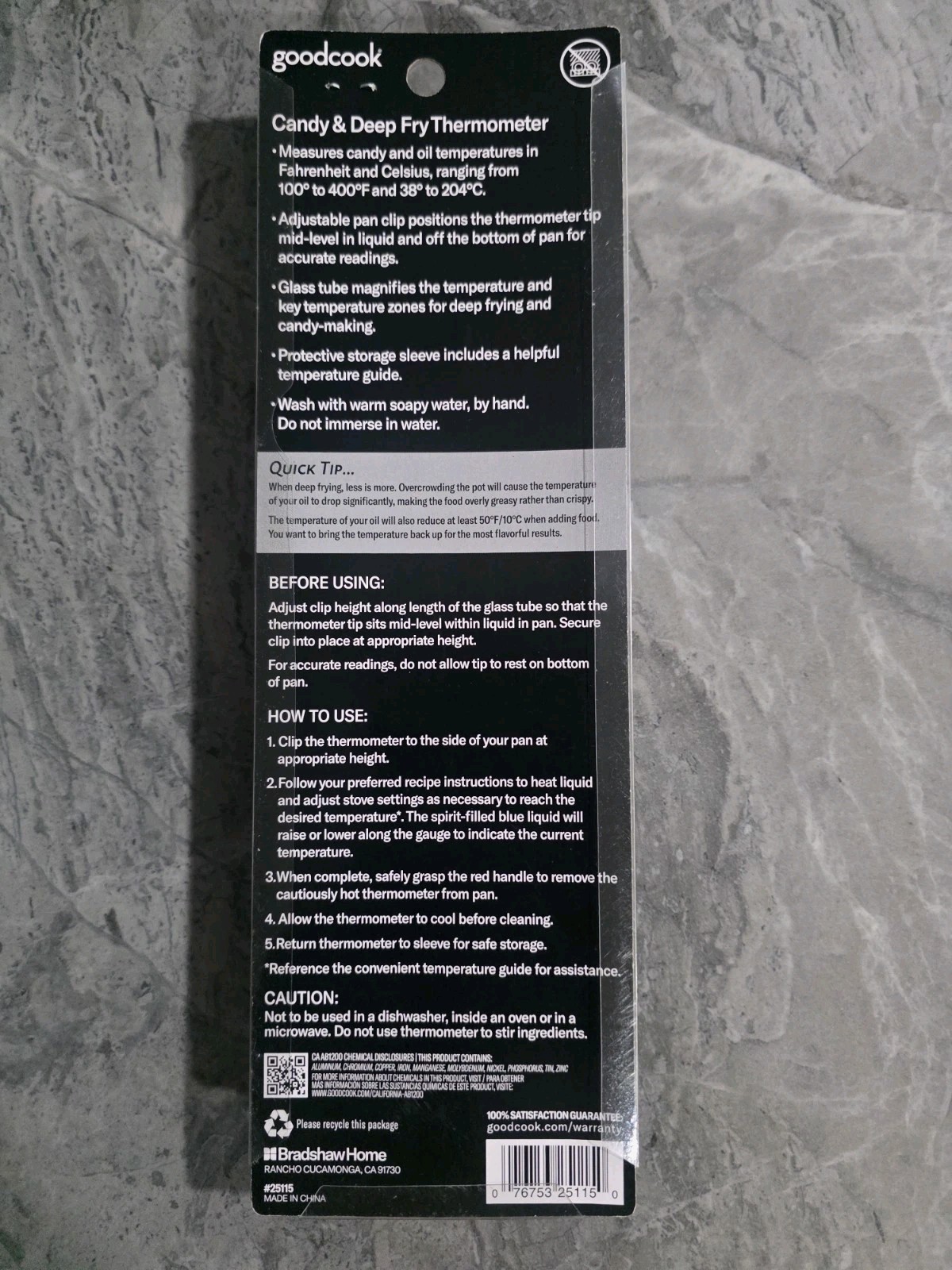 GoodCook Everyday Candy & Deep Fry Thermometer Glass - Model 25115