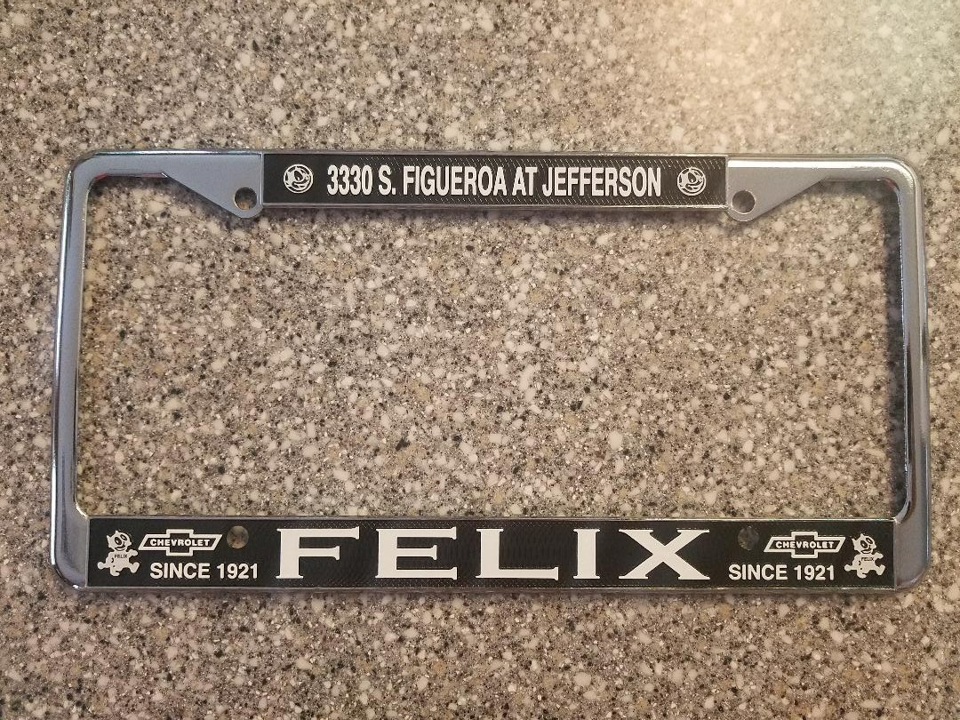 Felix Chevrolet License Plate Frame, Without Board Insert, Metal Chromed