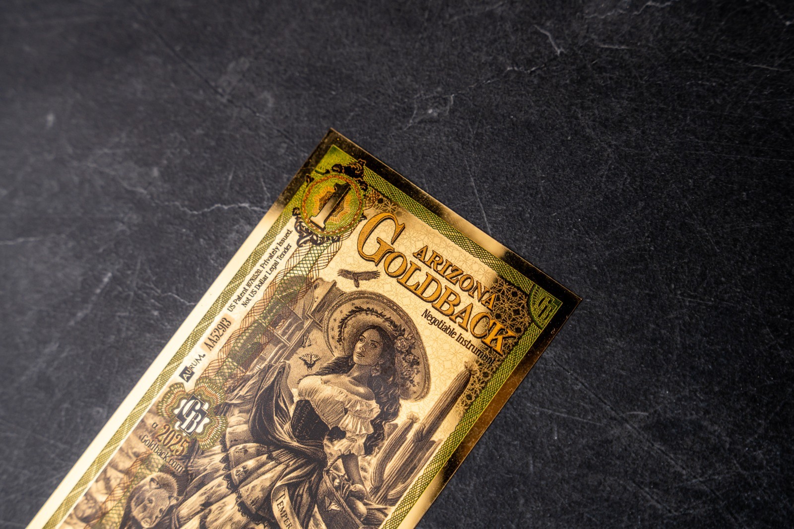 2025 - 1 ARIZONA Goldback Aurum Gold Foil Note 1/1000 oz 24kt .999 Fine IN STOCK