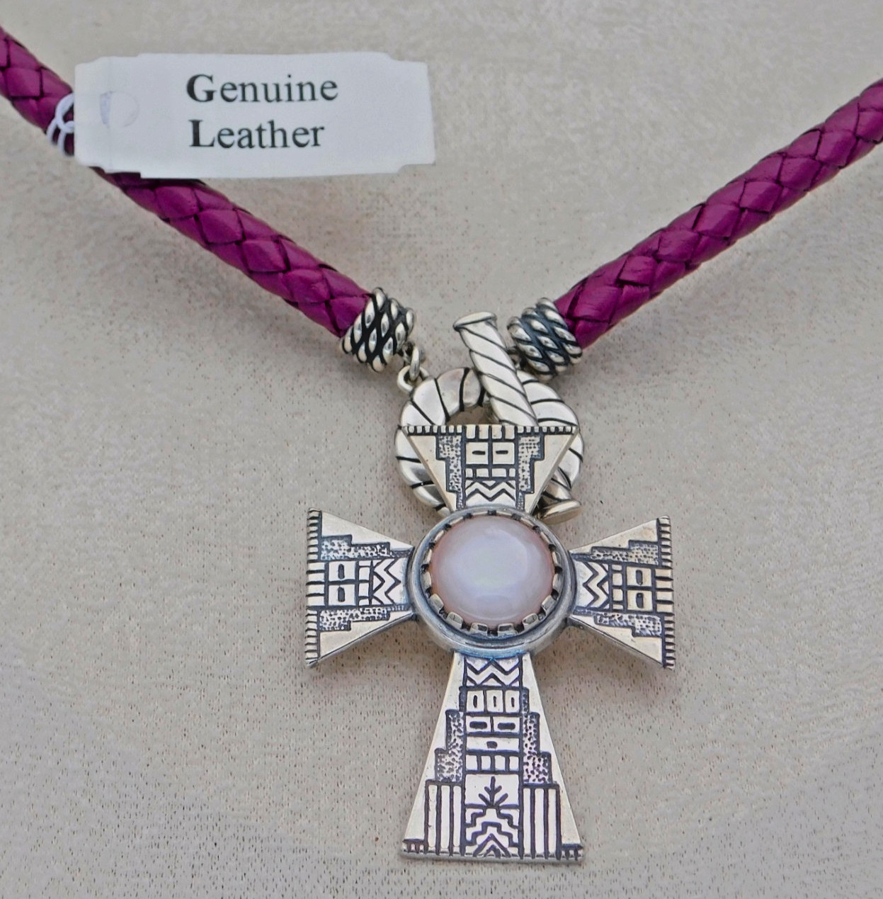 RARE! Carolyn Pollack American West Sterling Toggle Violet Leather Necklace 21"