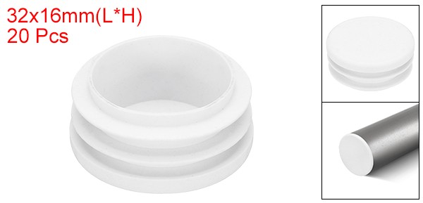 20Pcs 1.25" Plastic Tubing End Caps Round Hole Plug Insert White
