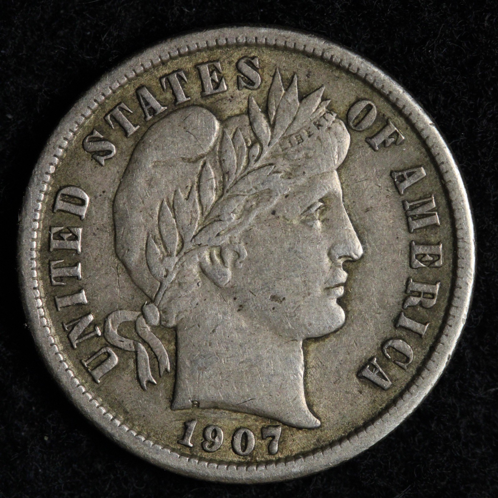 1907 Barber Silver Dime XF E269 UACM