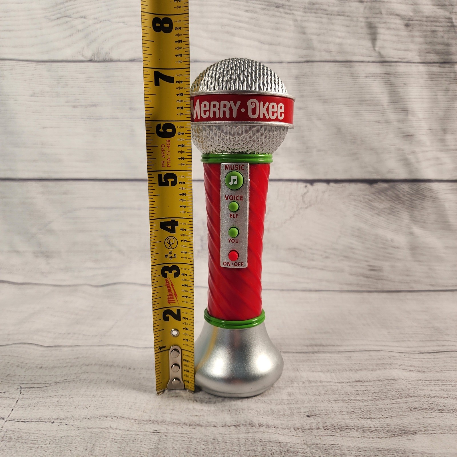 Hallmark Merry-Okee Karaoke Microphone Toy Christmas Elf Voice Changer Red Green