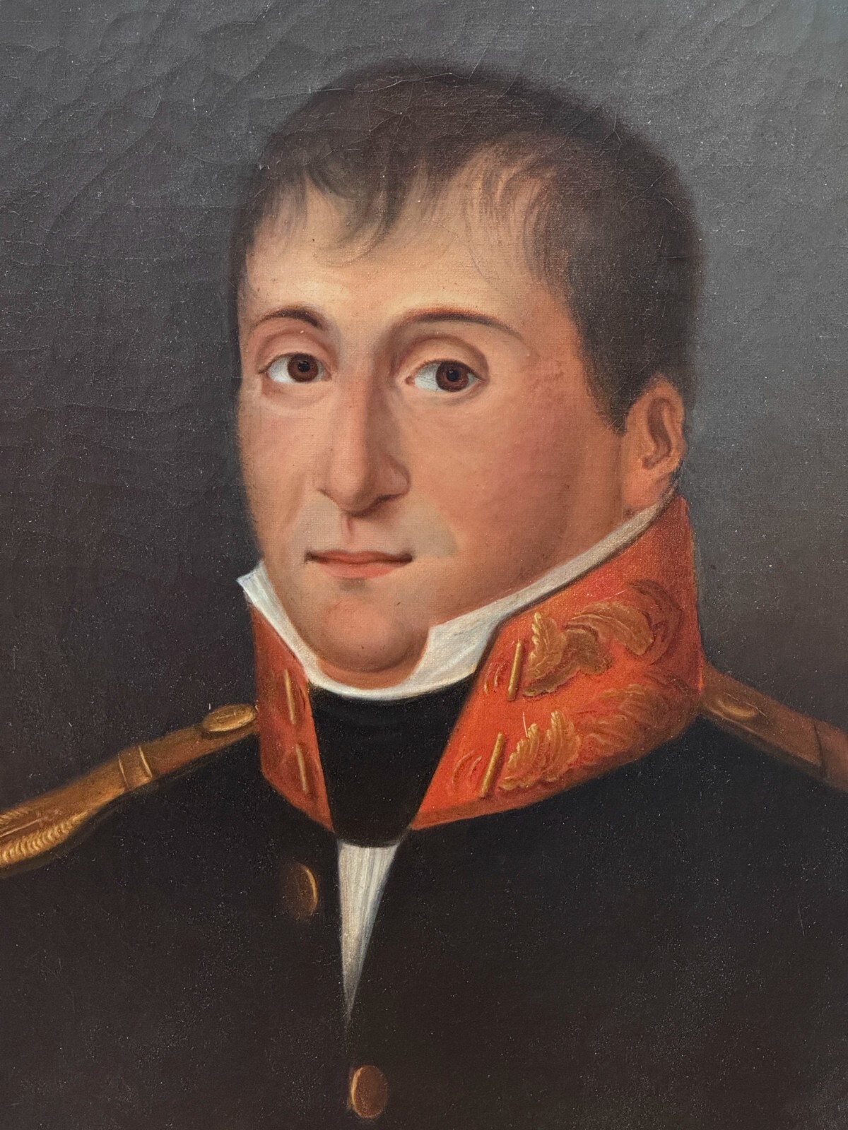 1803 Hand Painted Signed Portrait Napoleon Navy Officer Waterloo Battle War