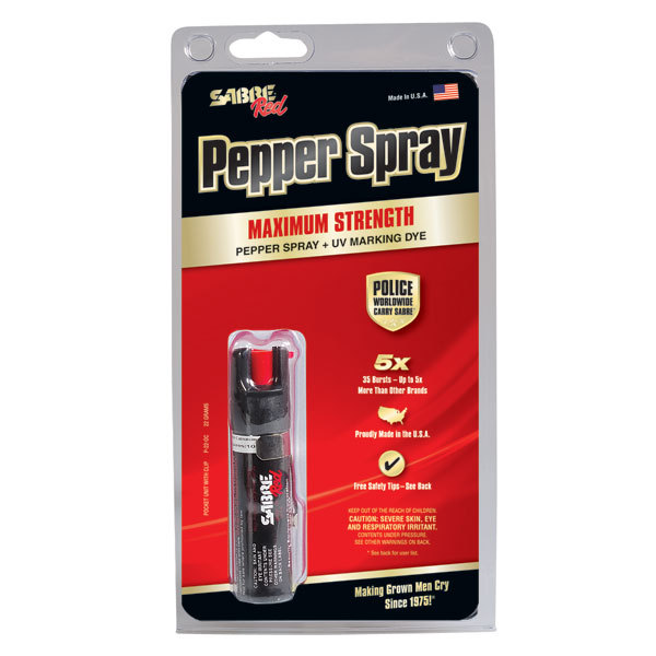 Sabre Black Compact Pepper Spray With Clip, Self Defense, College Dorm P-22-OC