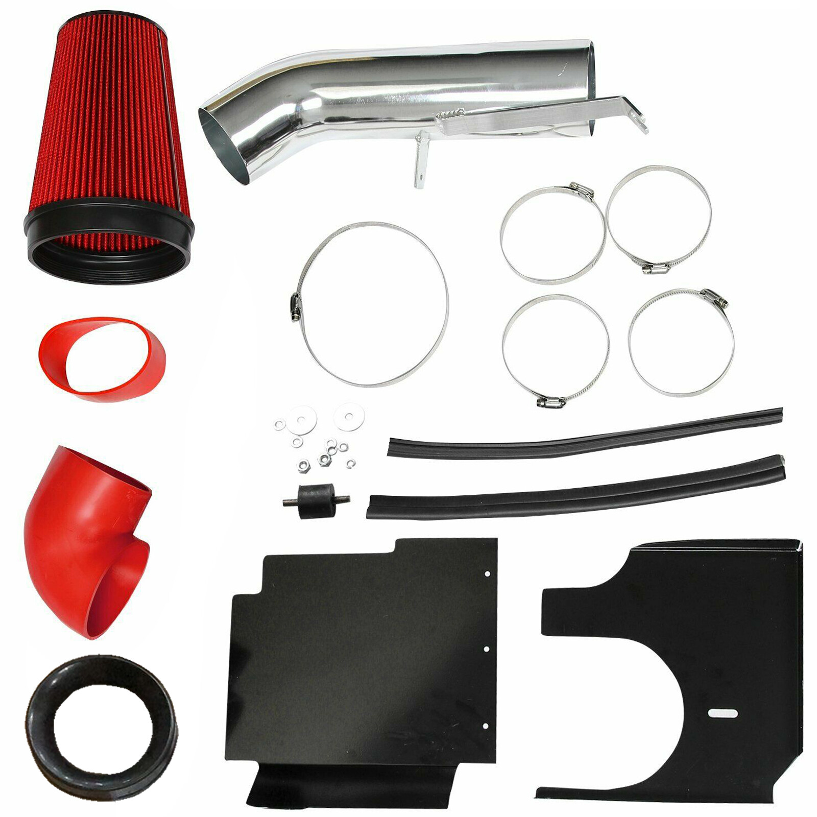 4" Cold Air Intake System+Heat Shield for 99-06 GMC/Chevy V8 4.8L/5.3L/6.0L RED