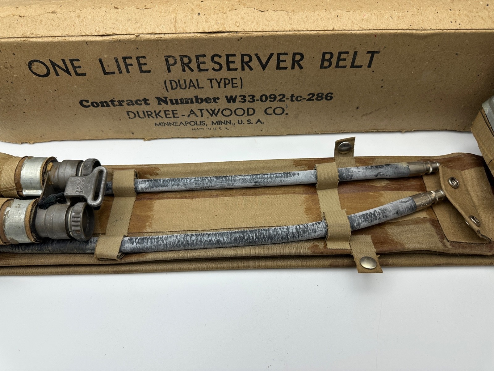 Vintage Durkee Atwood USN Inflatable Life Preserver Belt WWII D Day Military NEW
