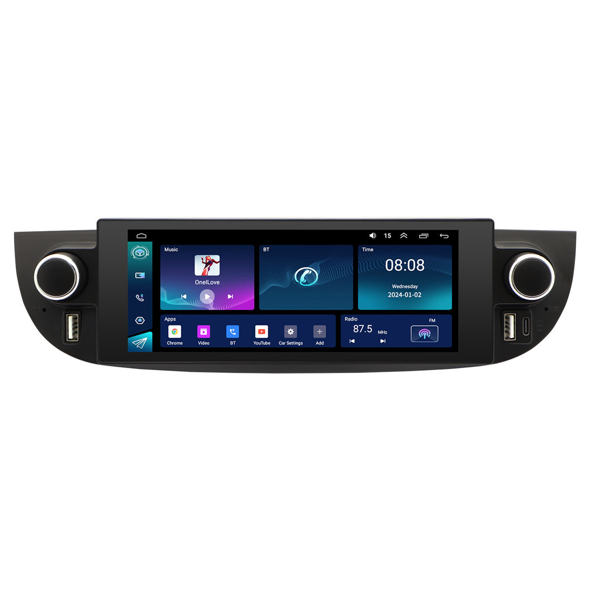 6.86in Touch Screen Car Radio Player USB RDS 4+32G Fit For Fiat 500 2007-2018