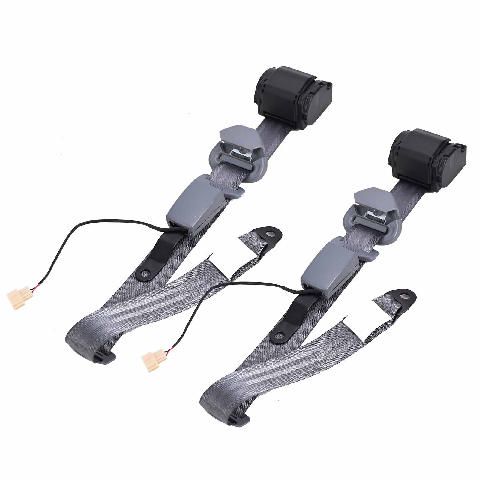 2* Retractable 3 Point Fixed sensor Seat Belt Straps Car Adjustable Belt Gray