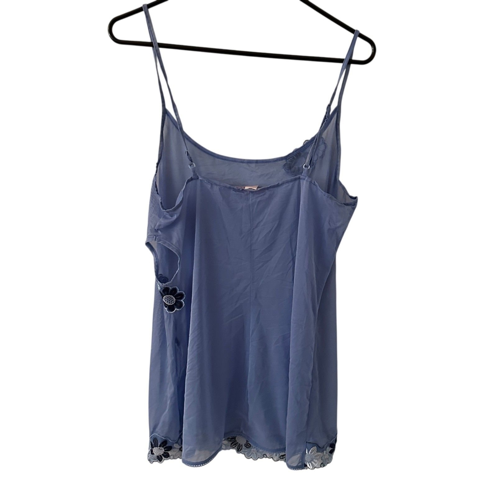 Victoria's Secret Blue Floral Embroidered Sheer Short Nightgown Size L