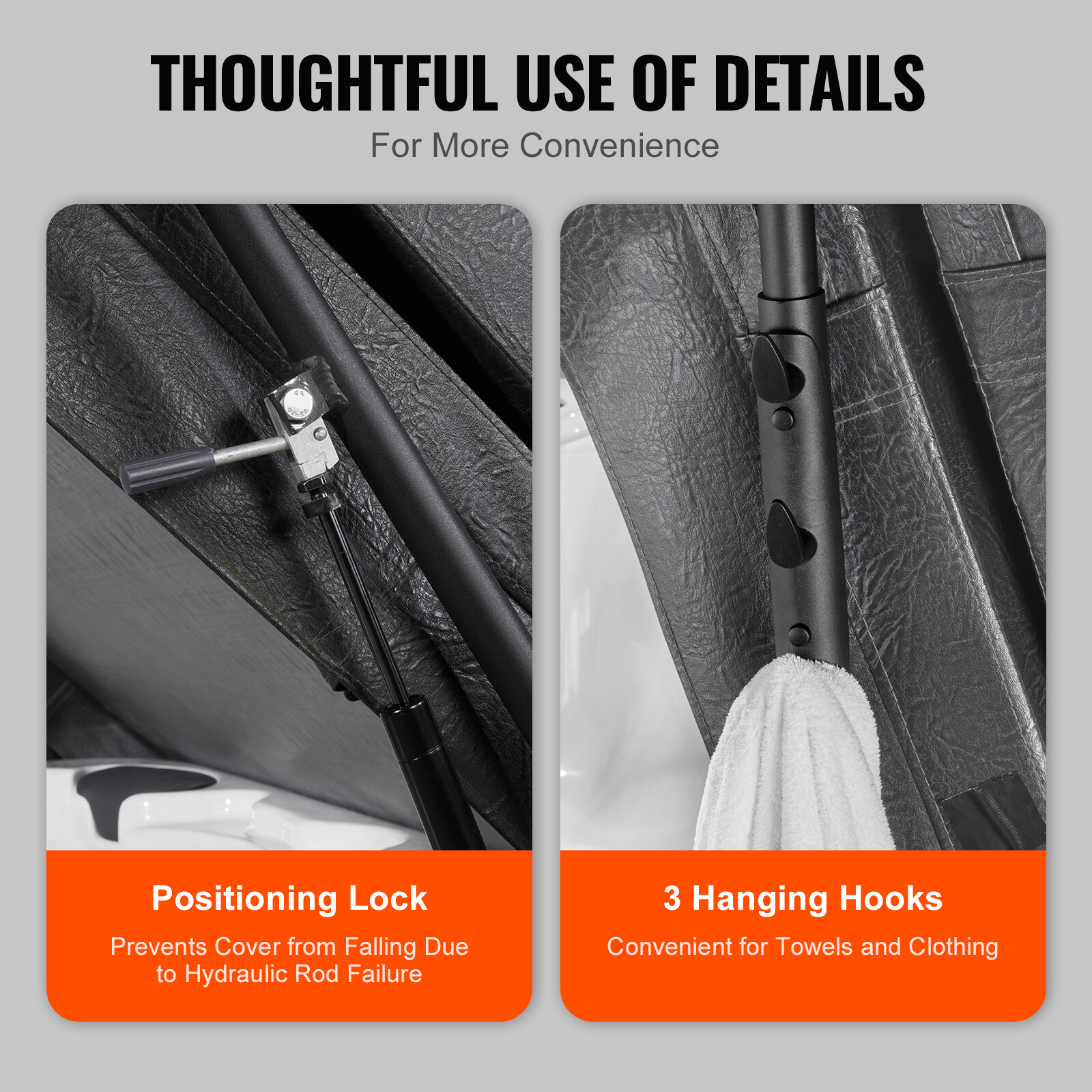 VEVOR Hot Tub Cover Lift Hydraulic 69-96.5 in Width Adjustable for Hot Tub Spa