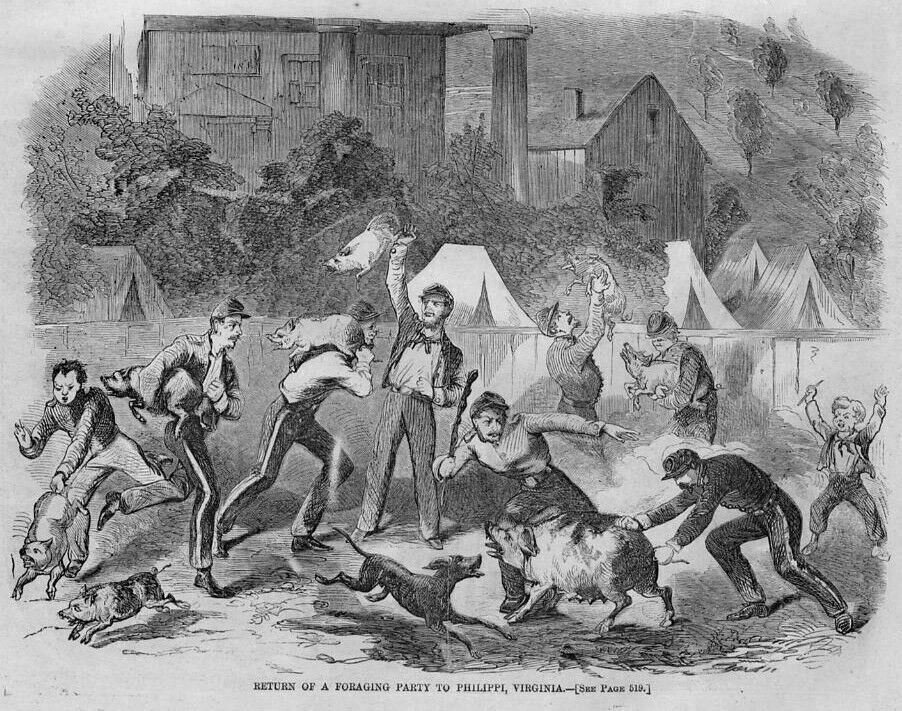 PHILIPPI, VIRGINIA, CIVIL WAR SOLDIER FORAGING PARTY