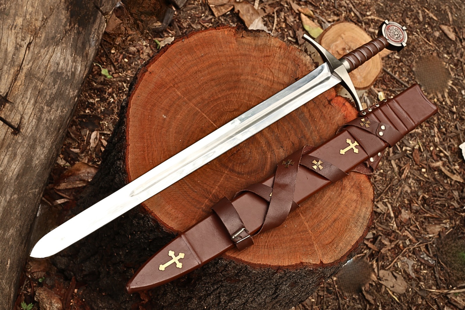 Hand-forged Knights Templar Sword Set — display, cosplay, best gift for him.
