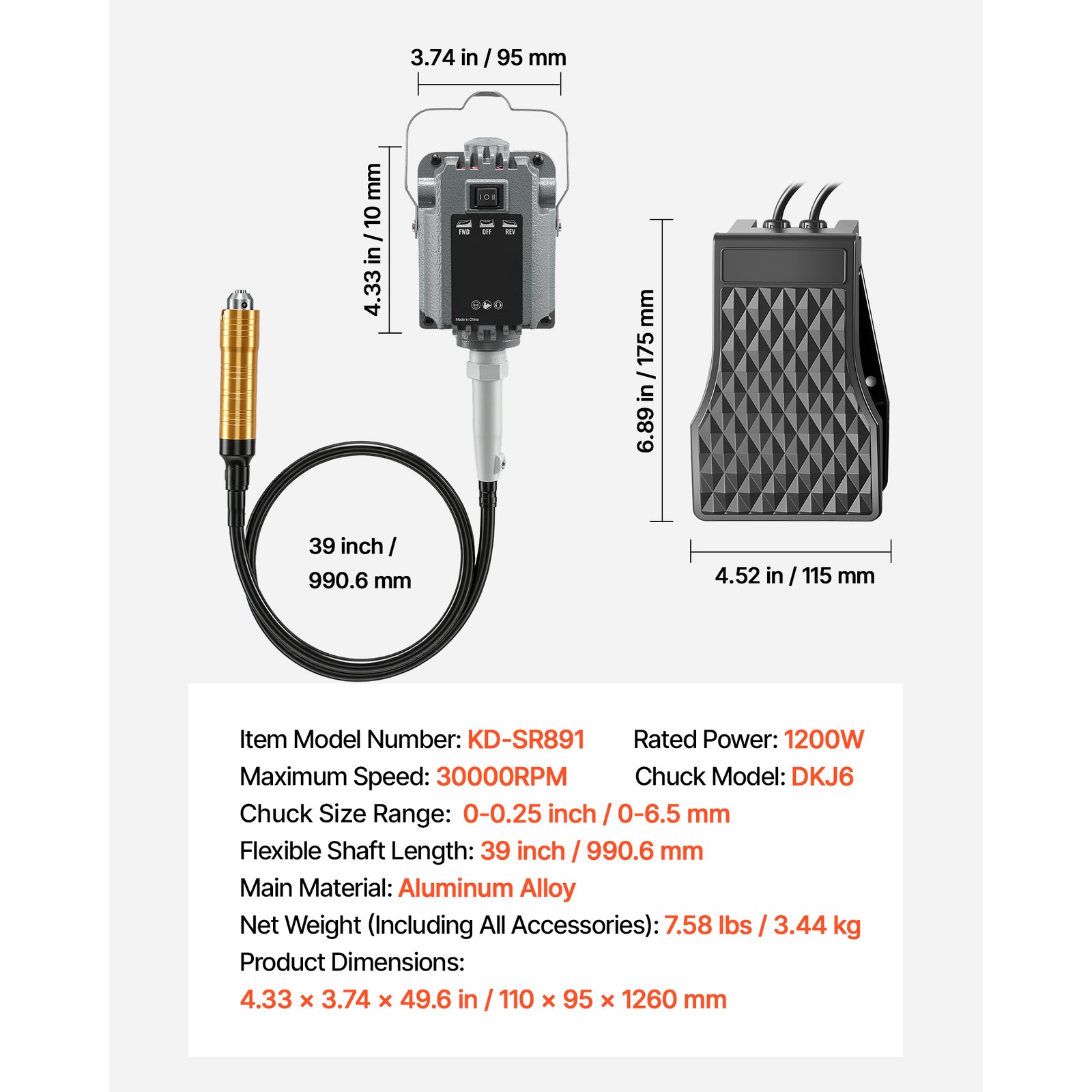Uimoso 1200W Flex Shaft Grinder with 112 Accessories, 30000RPM Rotary Tool