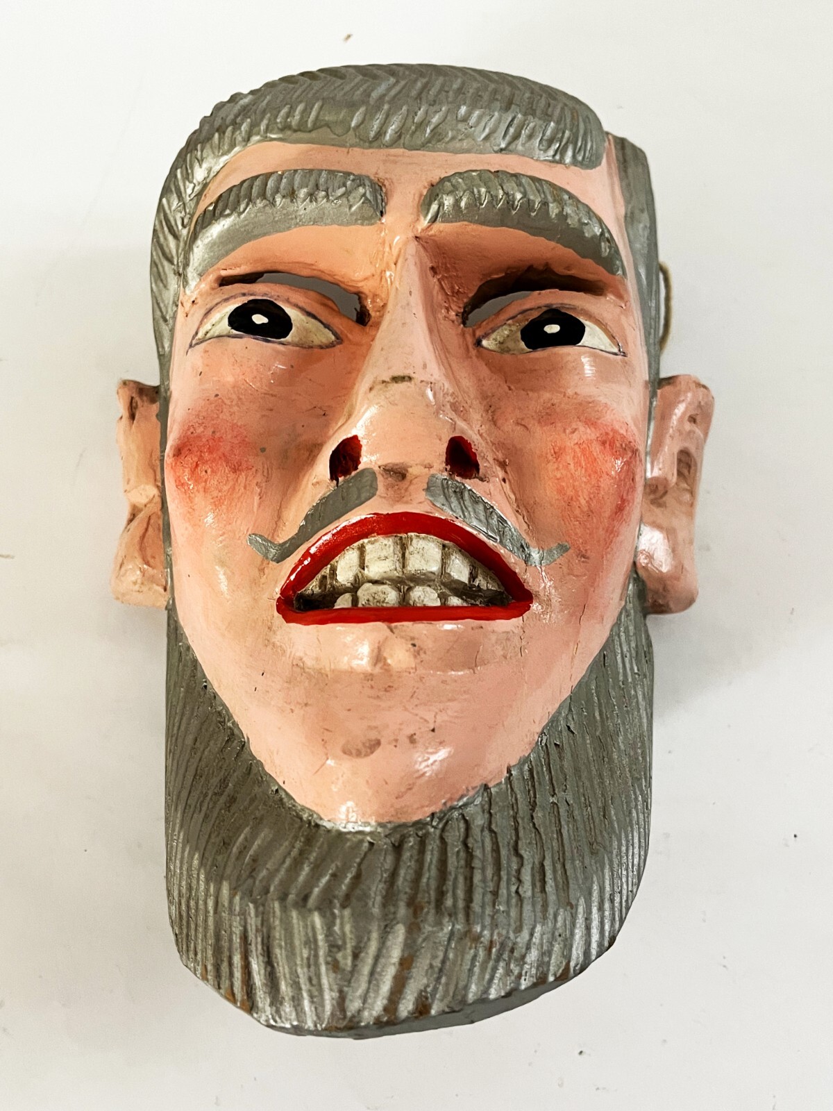 MEXICAN MICHOACAN FOLK ART HAND CARVED PASTORELAS ERMITANO HERMITANO DANCE MASK