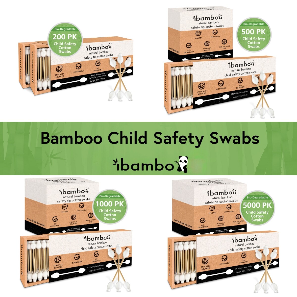Ibambo Bamboo Child Safety Cotton Swabs