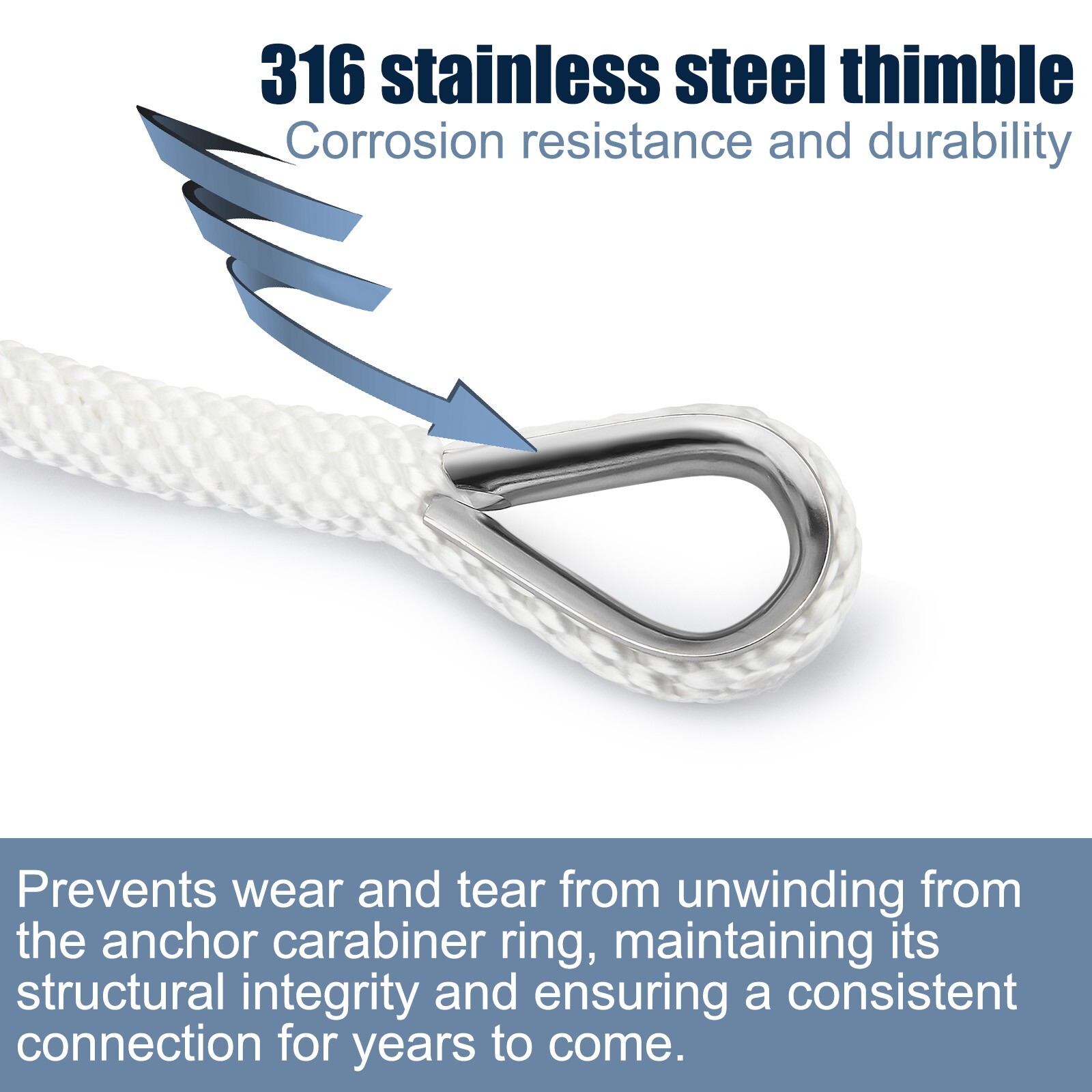 Anchor Rope Braided Anchor Line 3/8Inch 50 FT Premium Solid Braid MFP Boat Rop