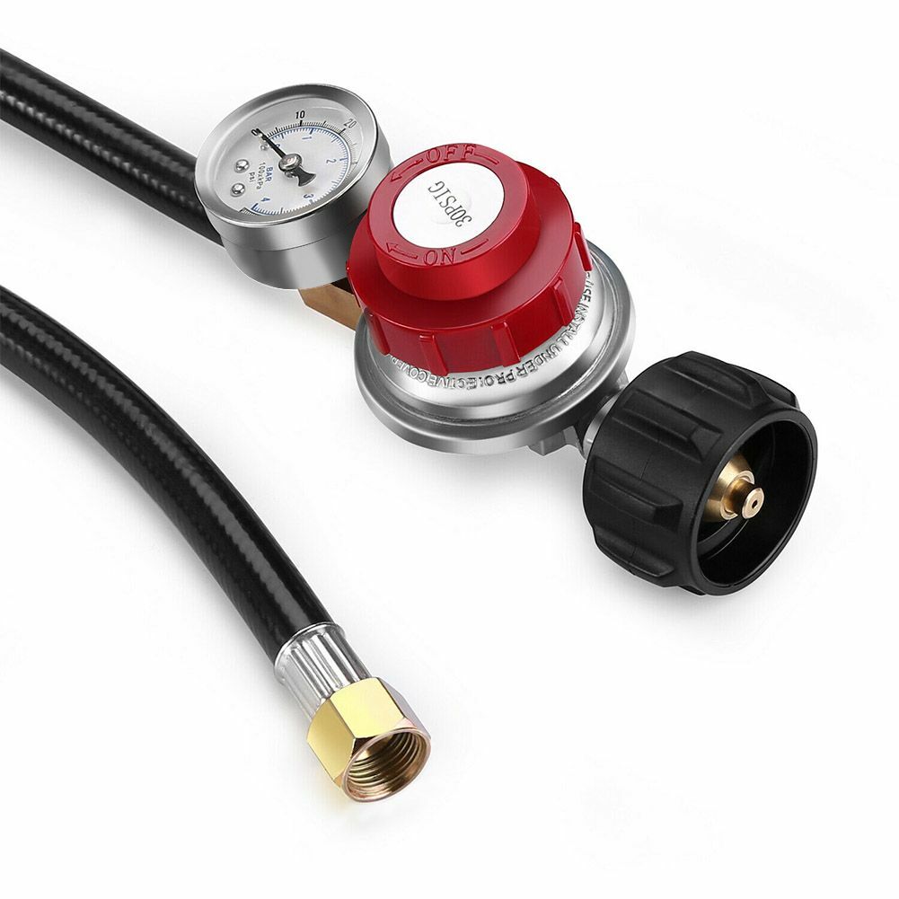 4ft High Pressure 0-30PSI Adjustable Propane Gas Regulator with Hose & PSI Gauge