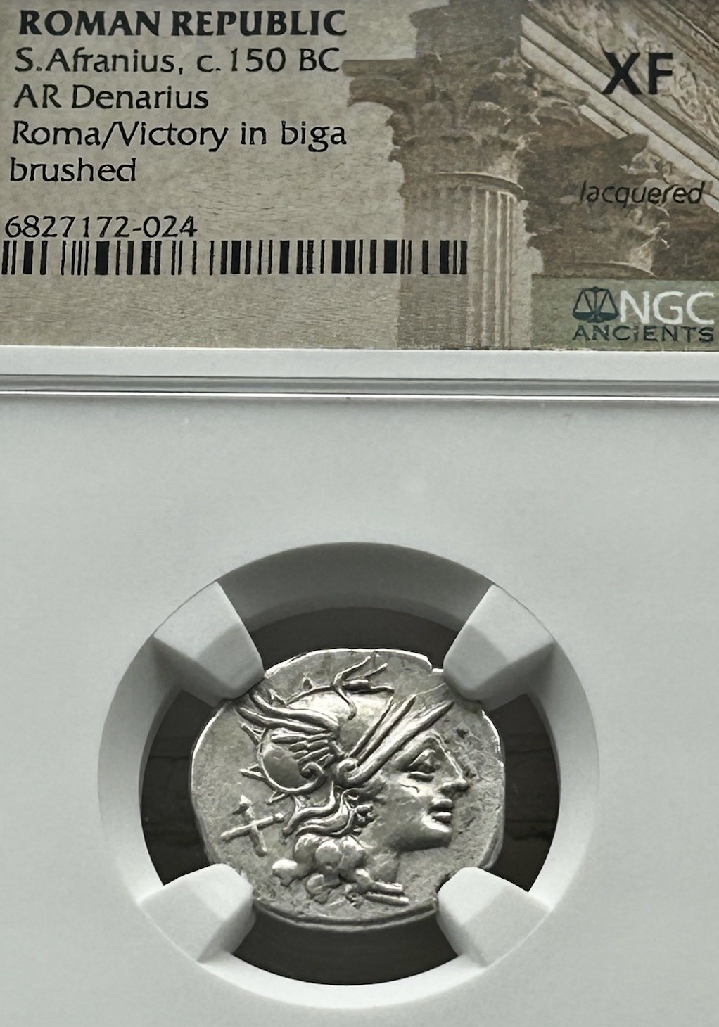 NGC XF S Afranius AR Denarius 150 BC Roma Victory
