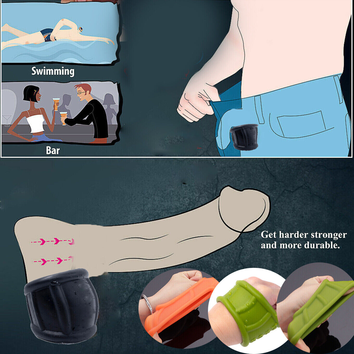 Silicone Ball Scrotum Stretcher Enhancer Squeeze Testicle Ring Delay Ejaculation