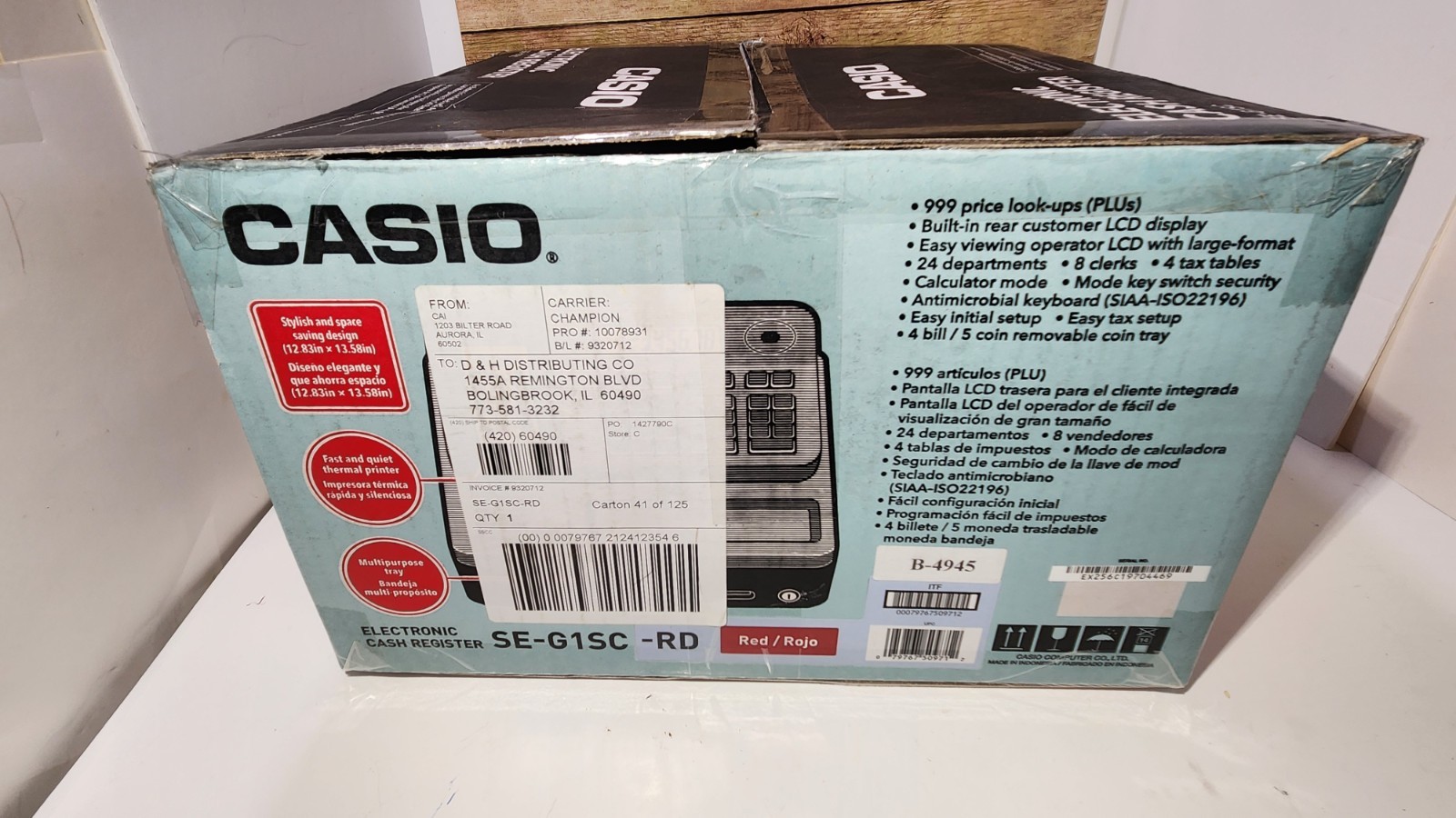 Casio Cash Register RED SE-G1SC New with Keys Manual Electronic Thermal