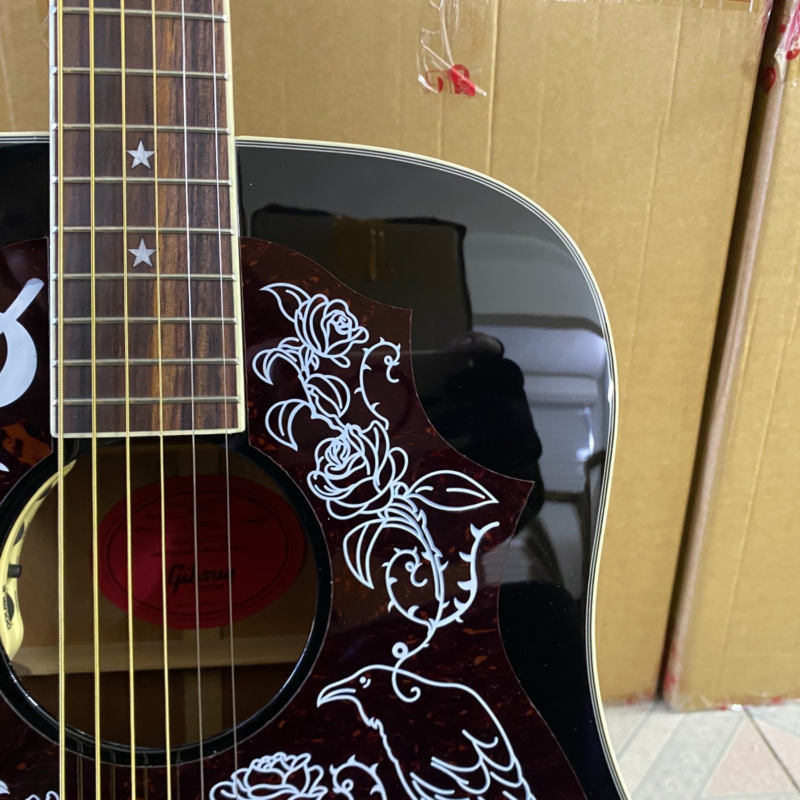 The Raven Acoustic Electric Guitar Black rosewood fretboard