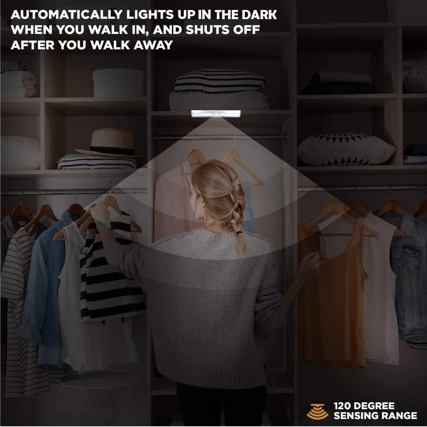 Under Cabinet Lights, 10 LED Motion Sensor Closet Lights, Wireless - 4 Pack