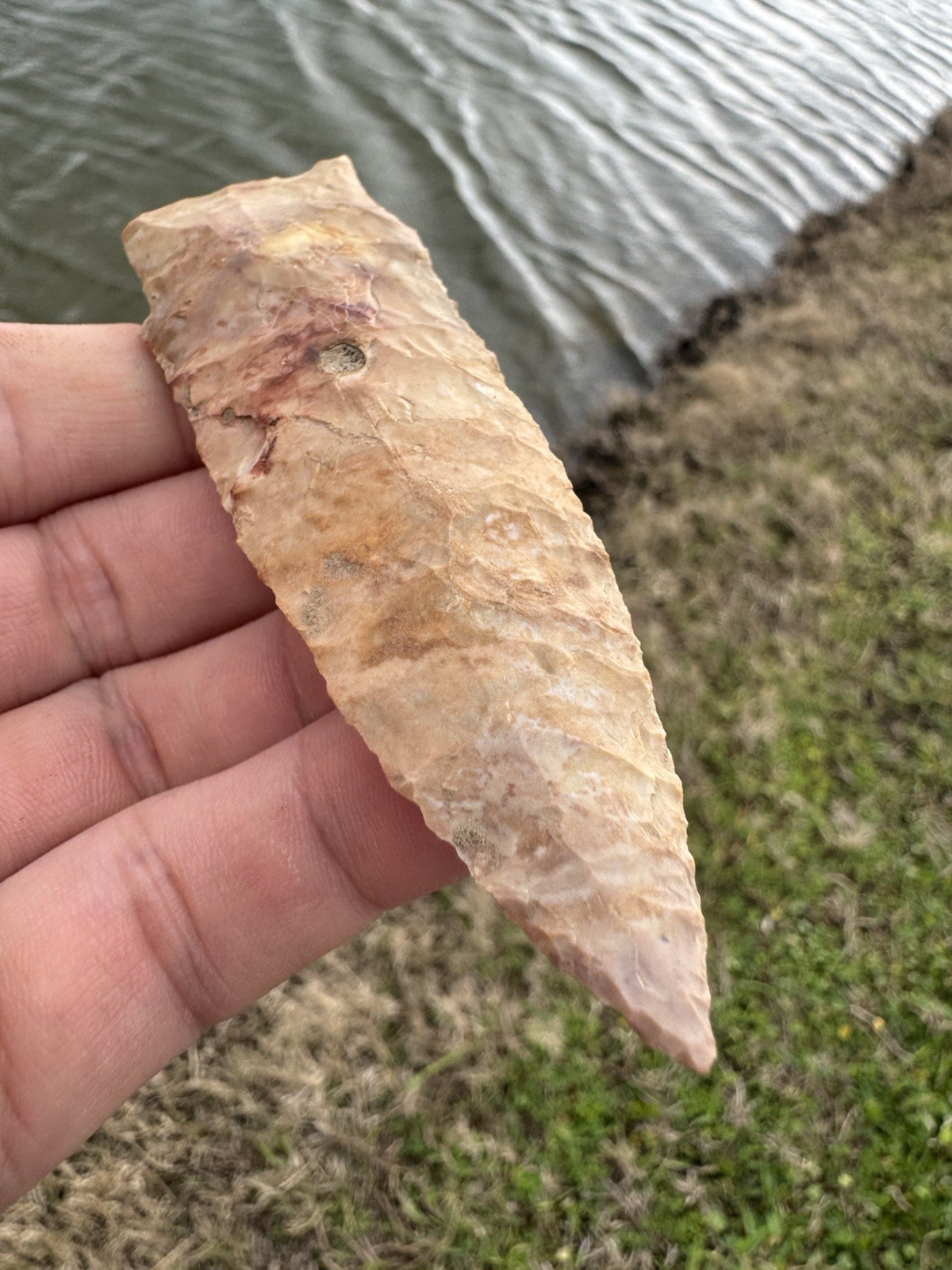 Rare Colorful Native American Paleo Scottsbluff Arrowhead Point