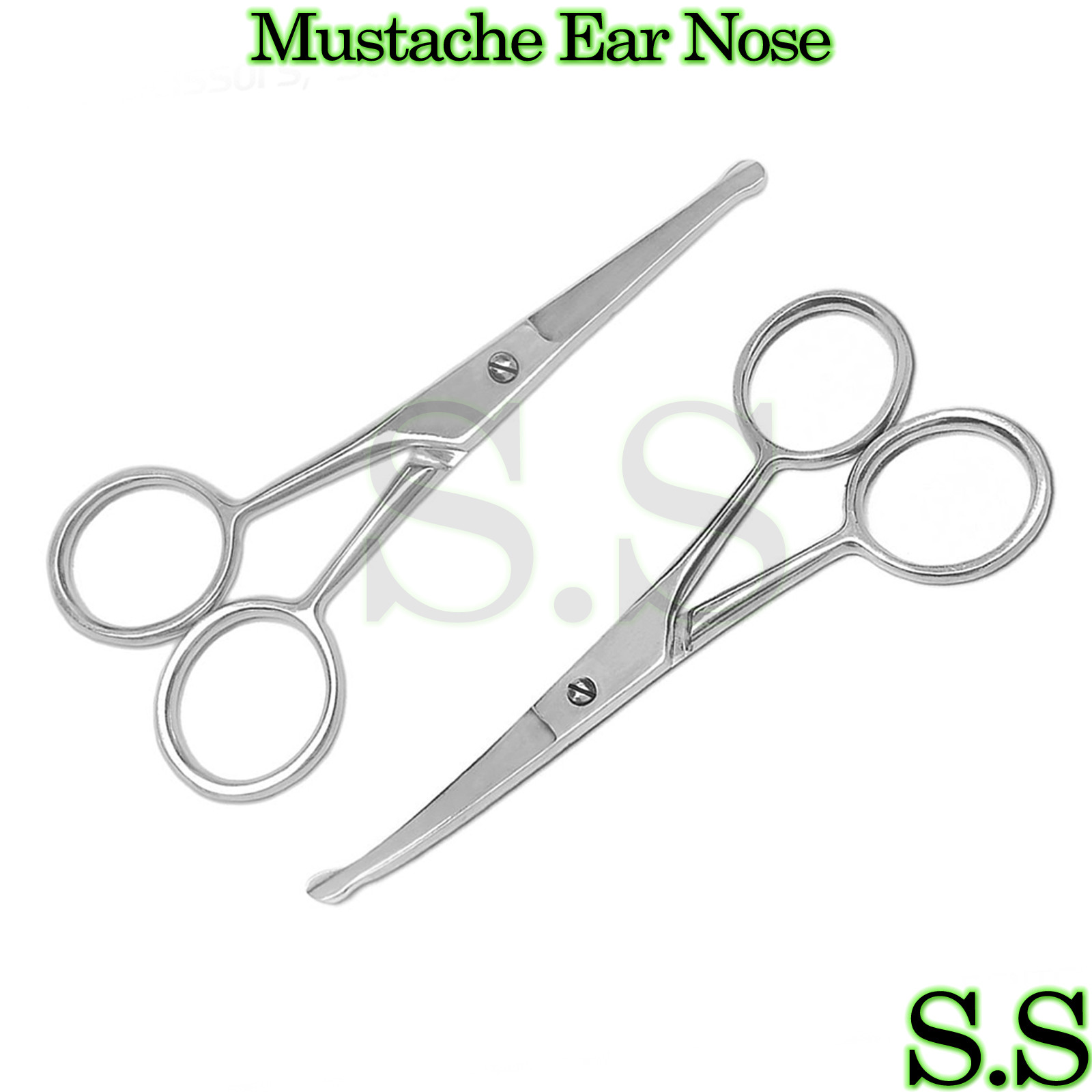 Probe Safety Mustache Ear Nose Pet Grooming Dog Blunt End Str & Curved Scissors