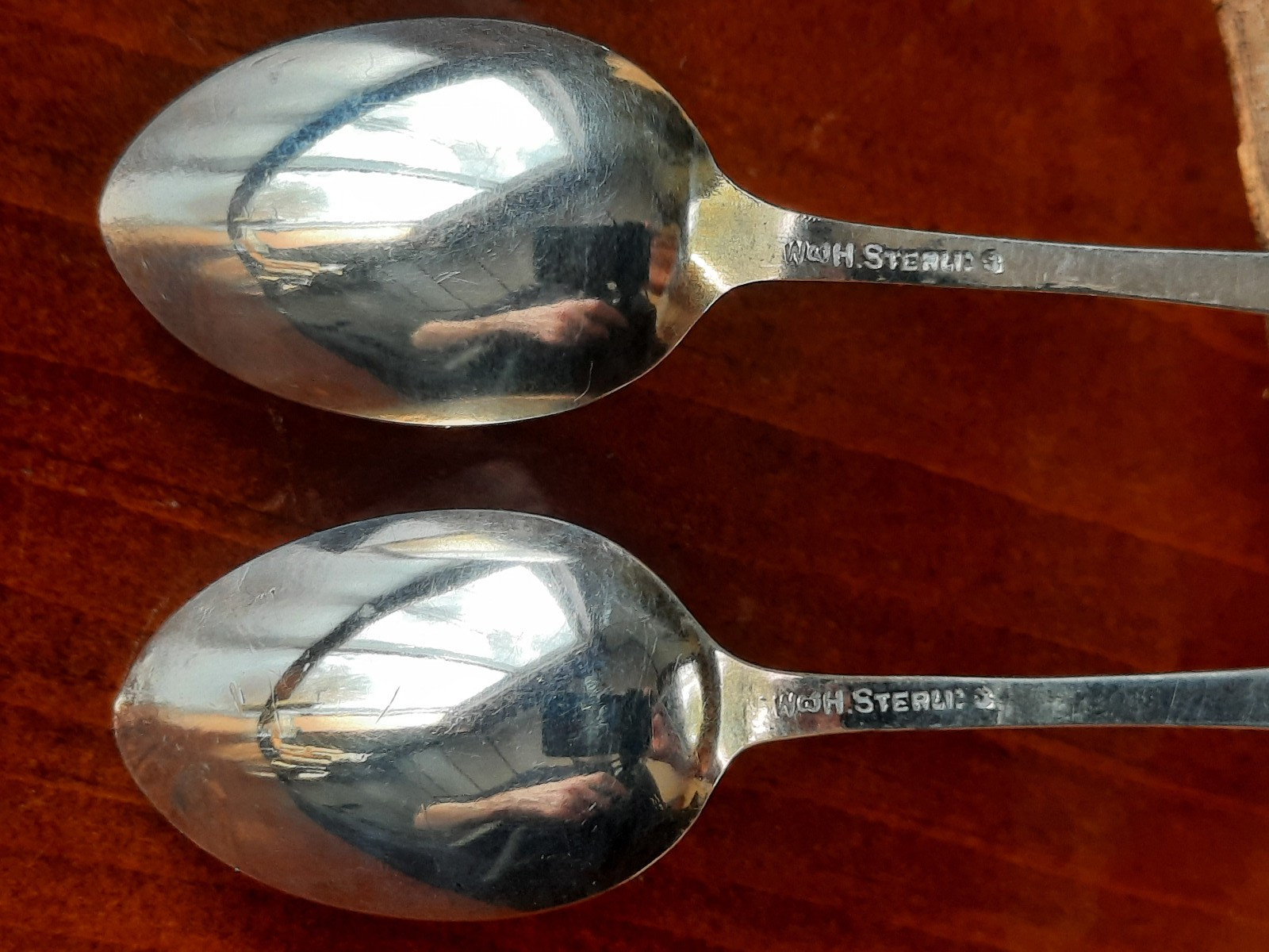 Pair Sterling Wood & Hughes Unknown Chrysanthemum Pattern Demitasse, No Mono