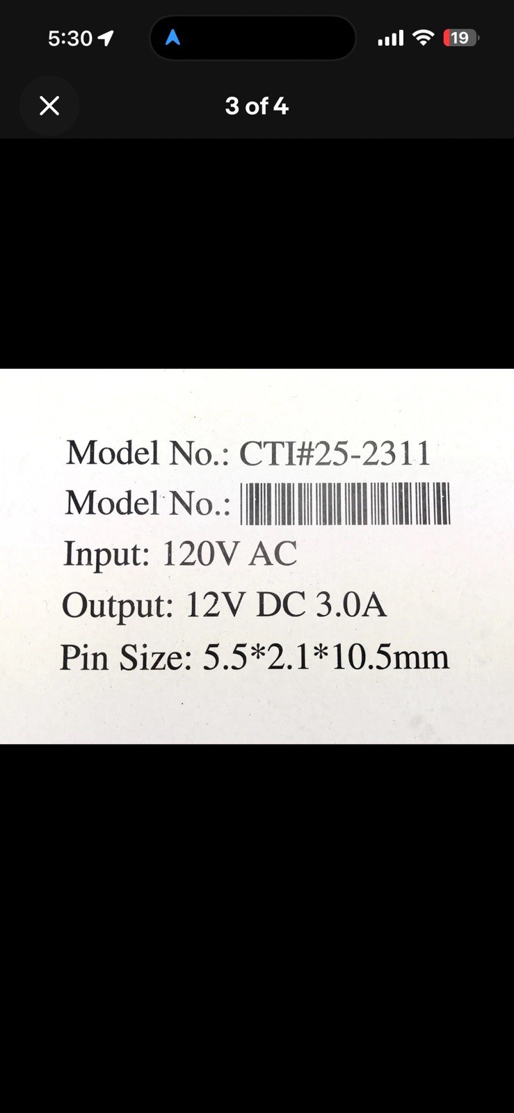 EPS-3 Power Adapter 12V 3A OEM AC Power Supply CTI 25-2311 5.5mm Barrel