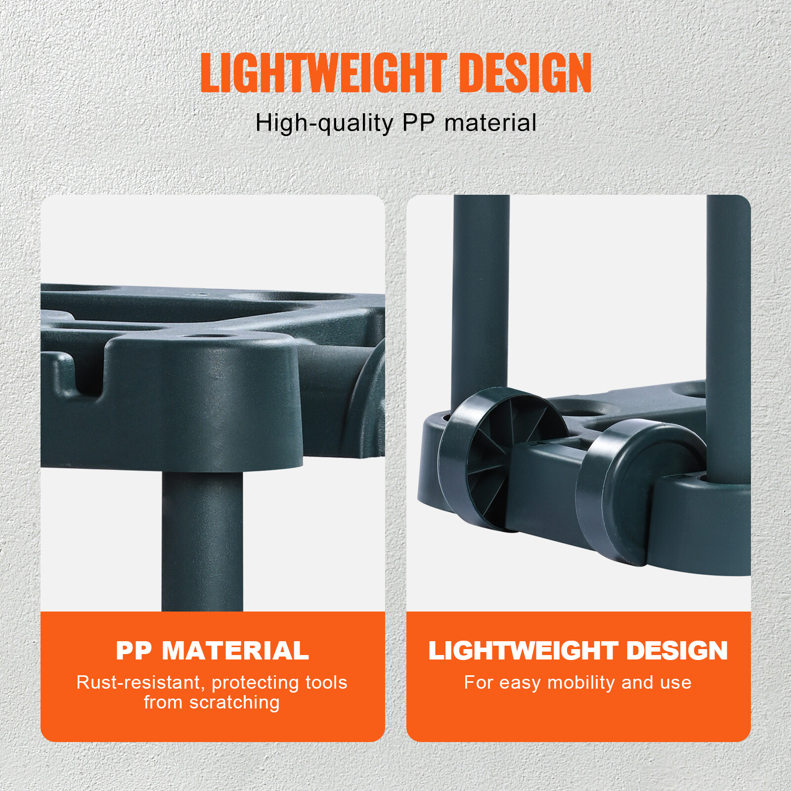 VEVOR Garden Tool Storage Rack Garage Organizer 10 Slots Mop And Broom Holder